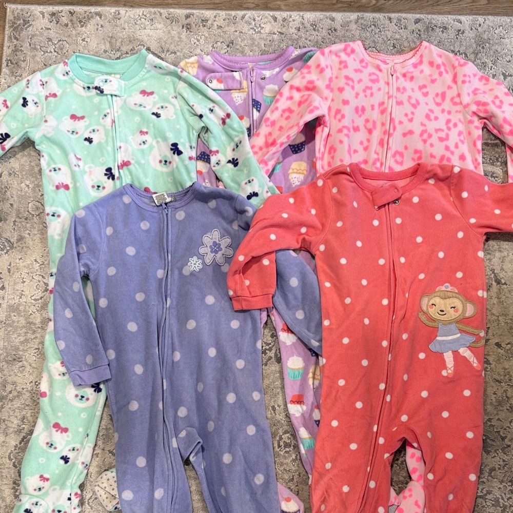 Cozy Kids Footie Pajamas- lot of 5- 3T